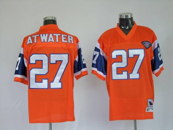 Men's Denver Broncos ACTIVE PLAYER Custom Orange With 75 Anniversary Patch Throwback Stitched Jersey